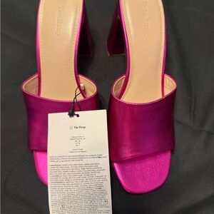 The Drop Fuchsia Heeled Mules